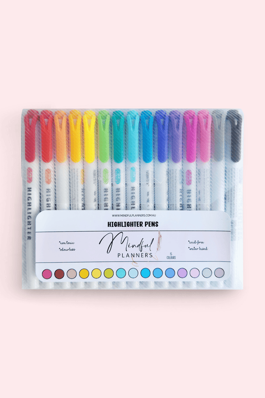15pc dual-ended pastel highlighter pens for journaling — Mindful Planners
