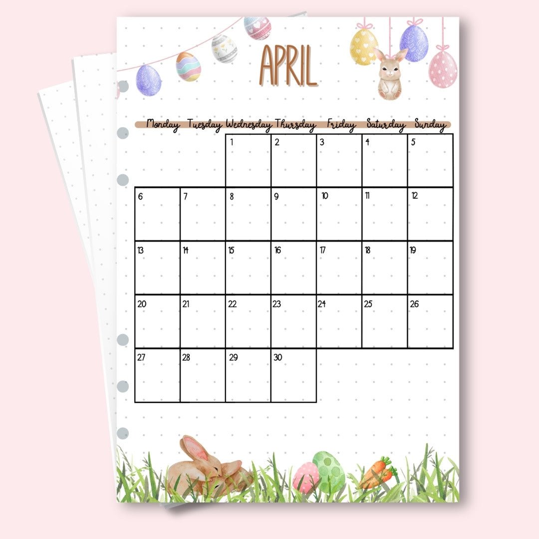 5 April 2026 monthly calendar planner page for productivity and self care journaling