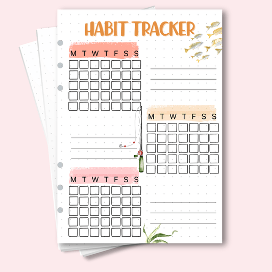 A5 August 2025 habit tracker journal page with 3 habit slots