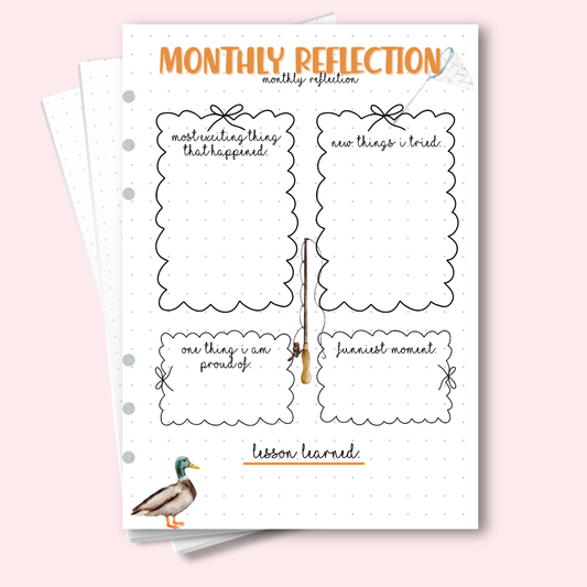 A5 August 2025 reflection page with monthly journal prompts