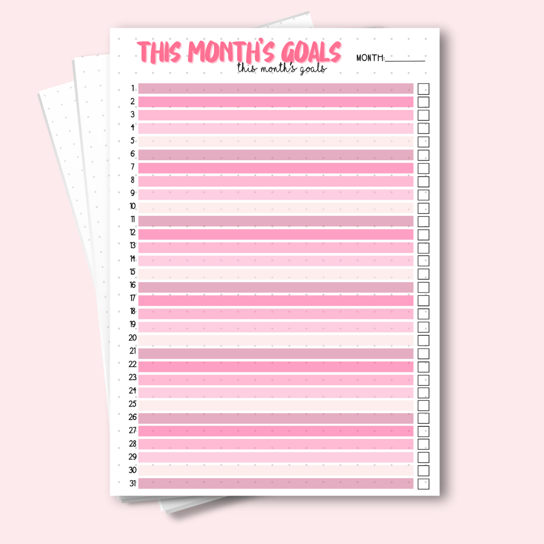 A5 July goals planner page with balloons