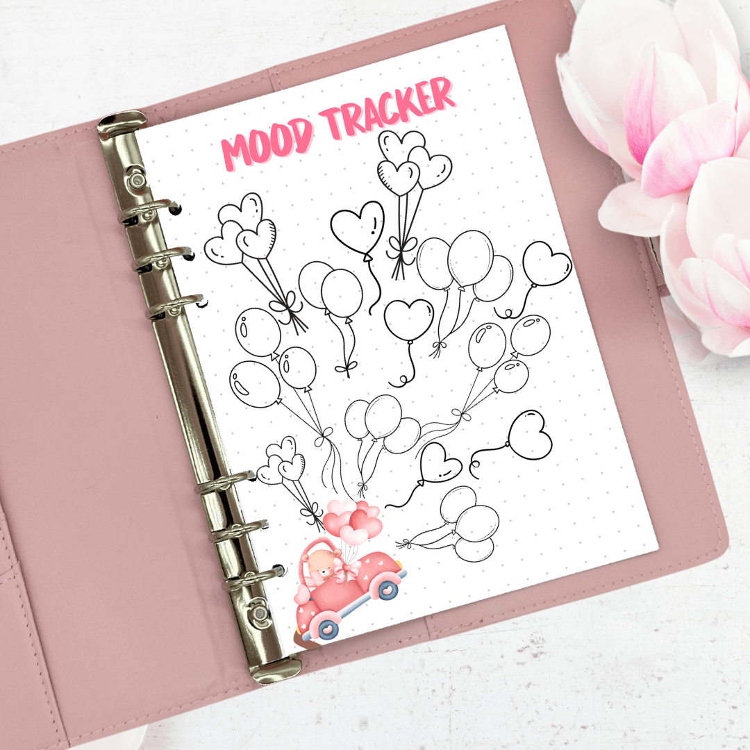 A5 July mood tracker with balloon theme