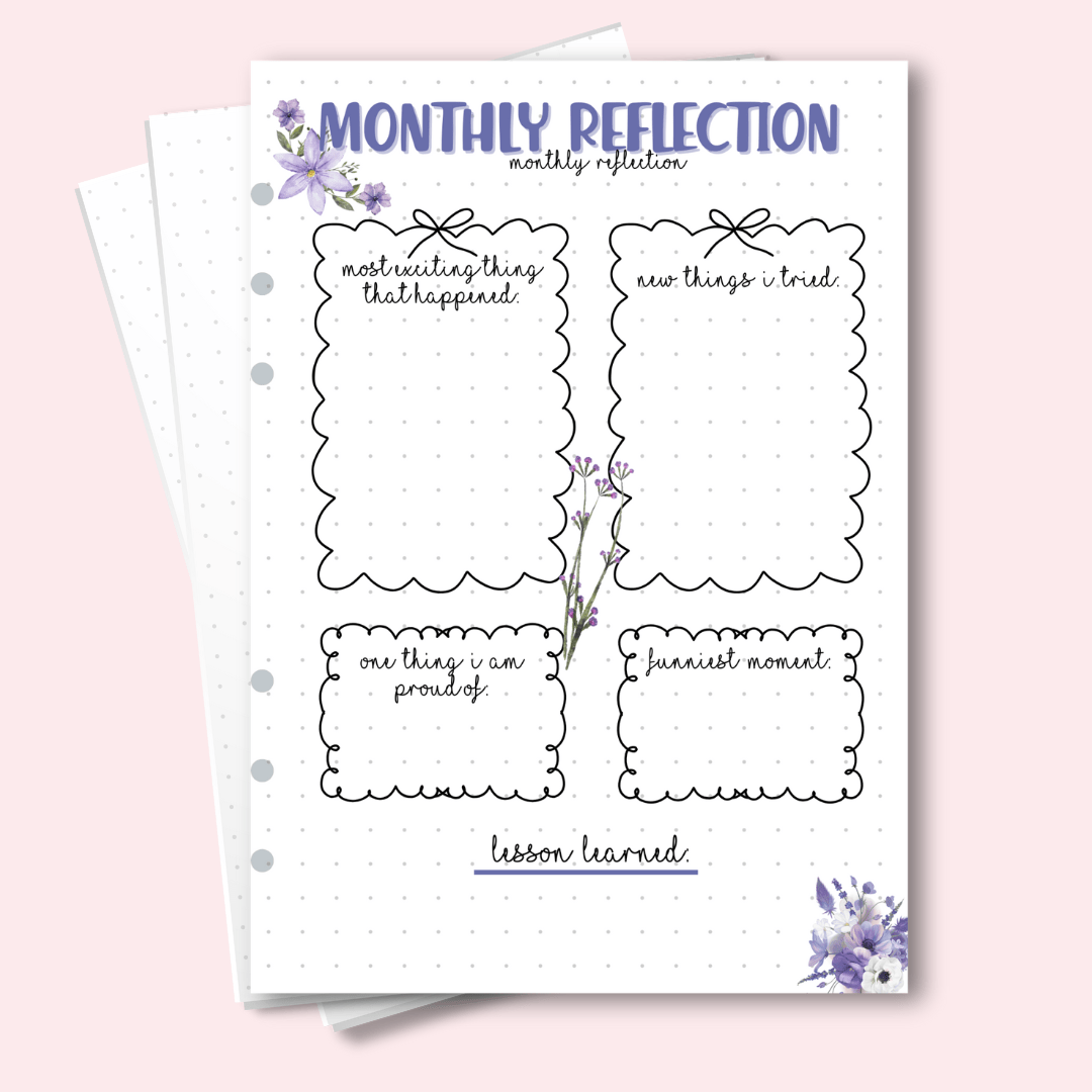 A5 June monthly reflection bullet journal page