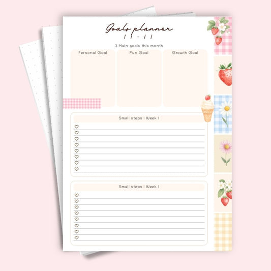 A5 May 2026 goals planner printable with monthly calendar and weekly goal breakdown for mindful journaling