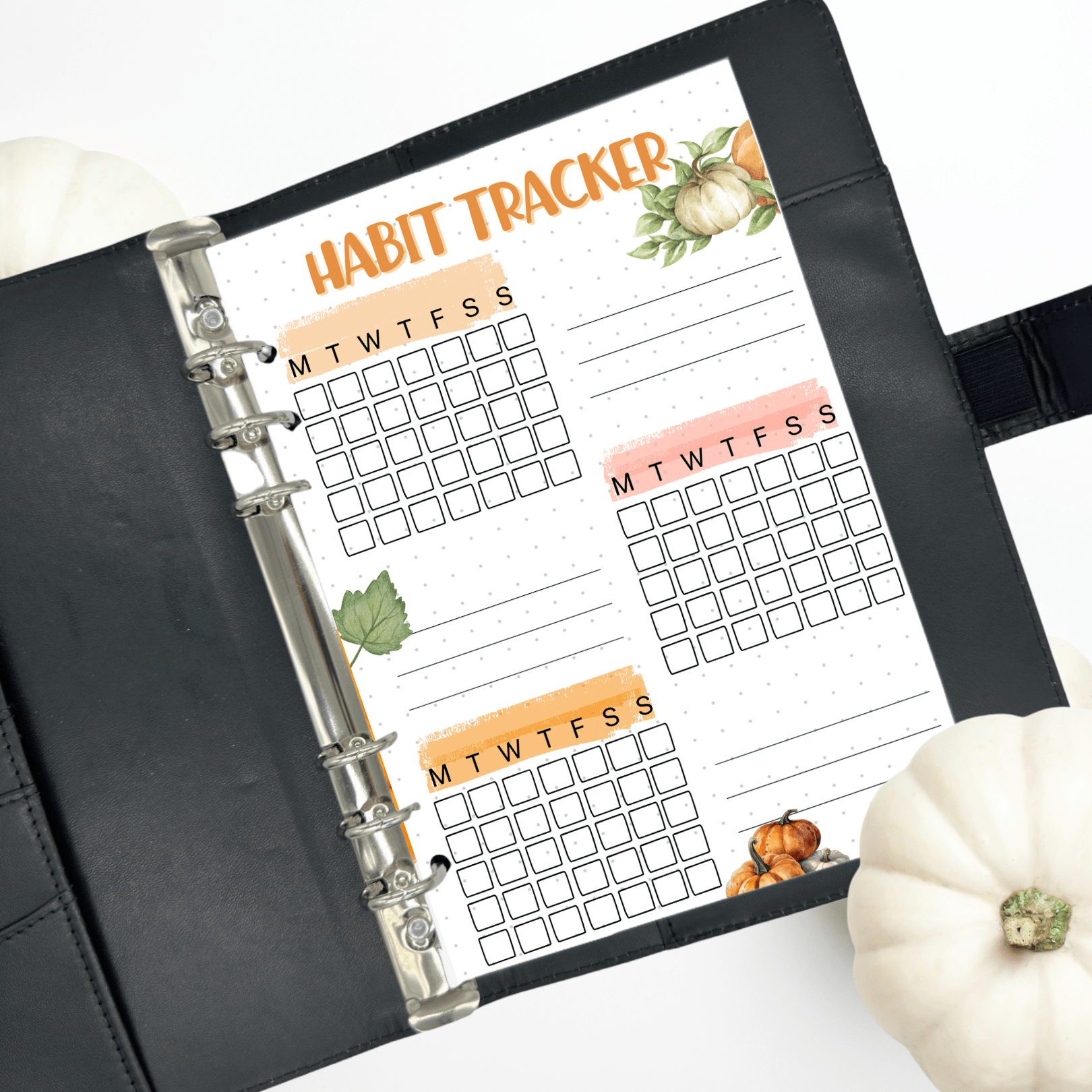 A5 October 2025 habit tracker journaling page with pumpkin design