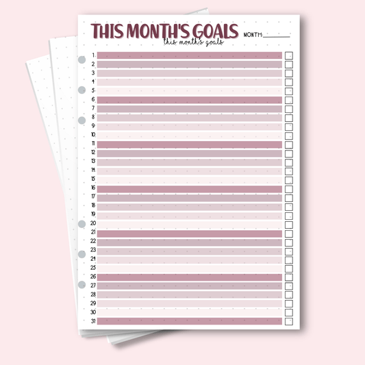 A5 September goals page for bullet journal planning and priorities.