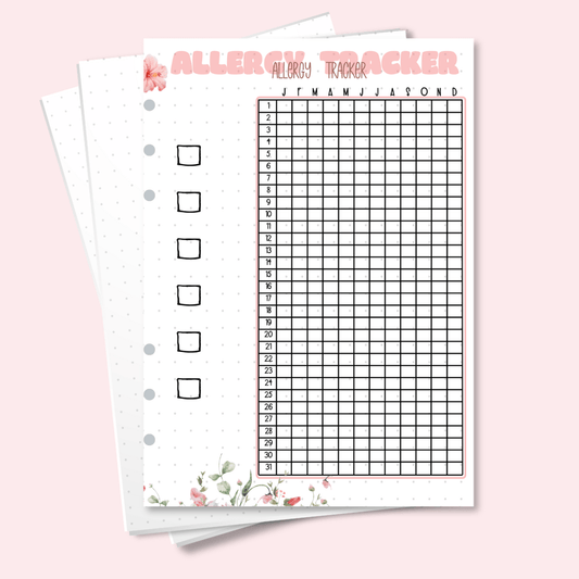 A5 allergy tracker for bullet journal