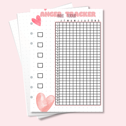 A5 anger tracker page for bullet journaling