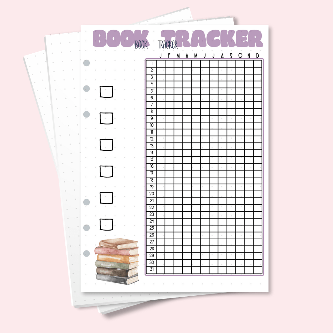 A5 book reading tracker bullet journal insert