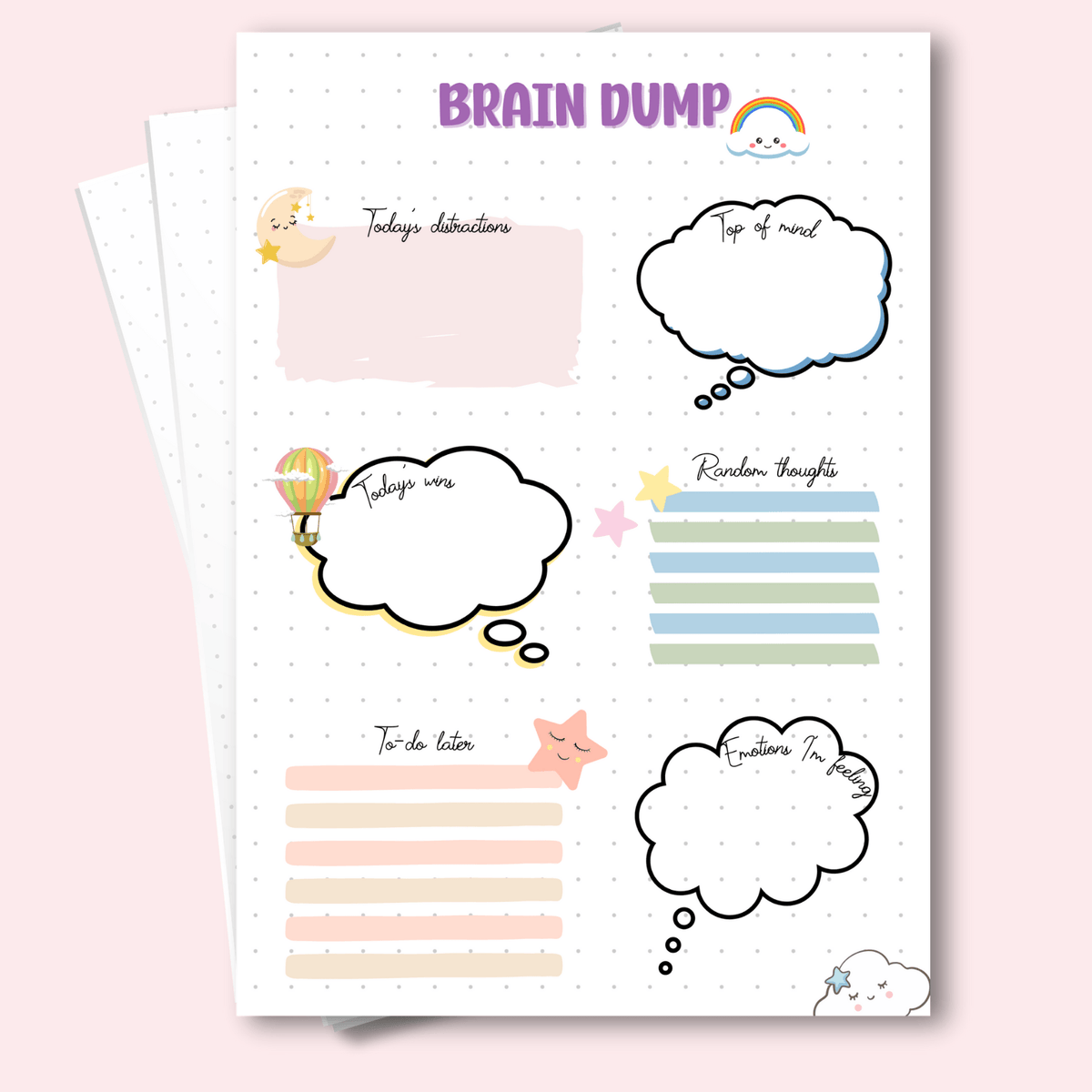 Brain Dump Digital Journal Page – A5 Printable PDF