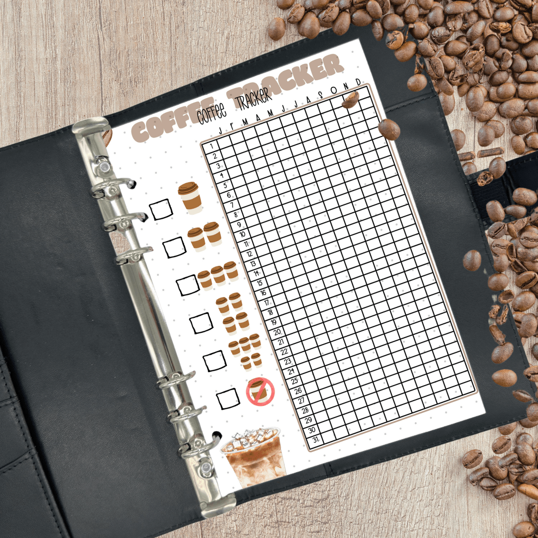 A5 caffeine habit tracker for self-care journals
