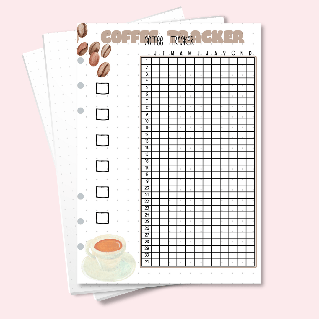 A5 coffee tracker for bullet journaling