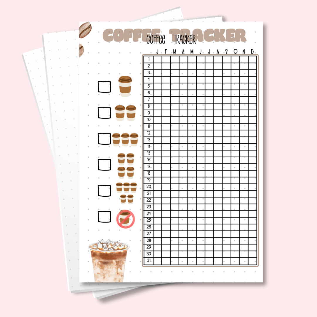 A5 coffee tracker with pre-filled key