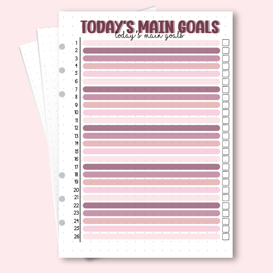 A5 daily goals tracker bullet journal page