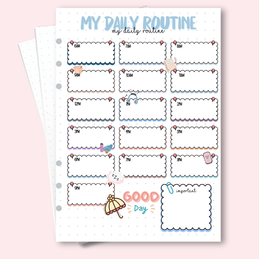 A5 daily routine planner for ADHD