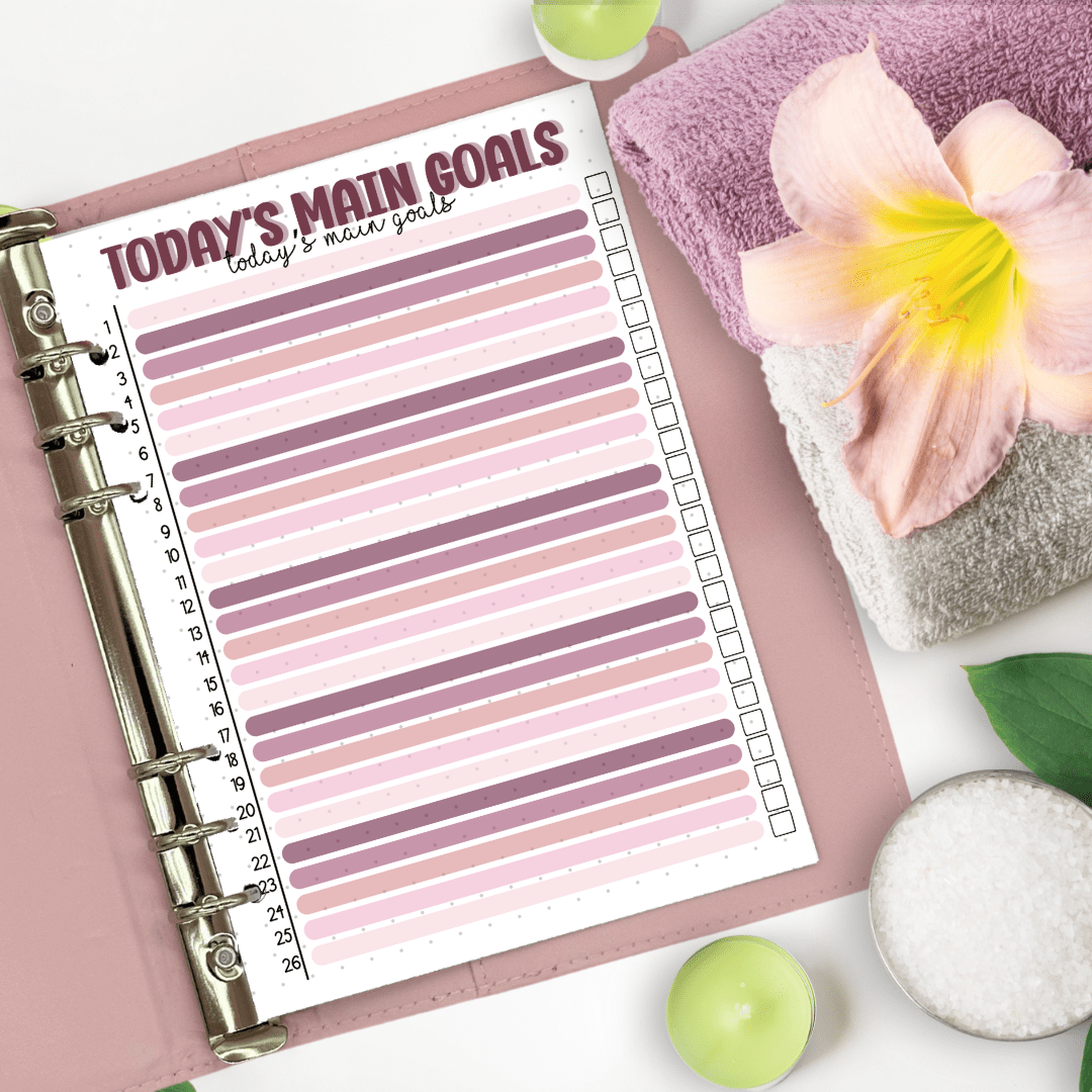 A5 insert for prioritising daily goals