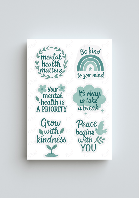A5 journaling sticker sheet with positive affirmations for mental health support