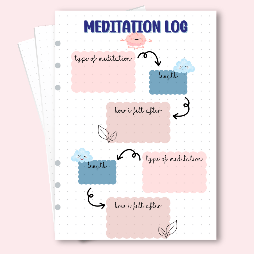 A5 meditation log bullet journal page