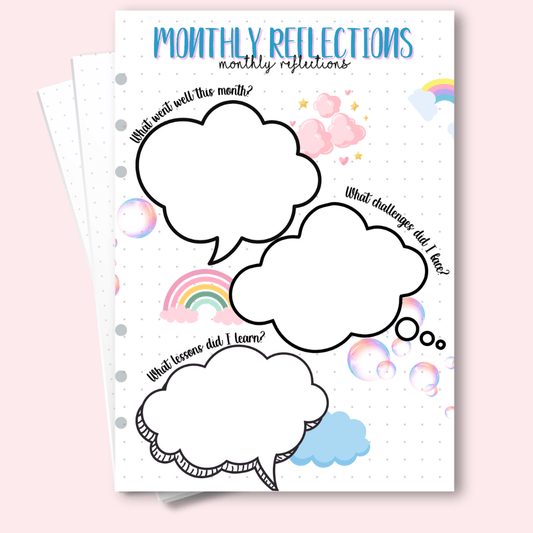 A5 monthly reflection bullet journal insert