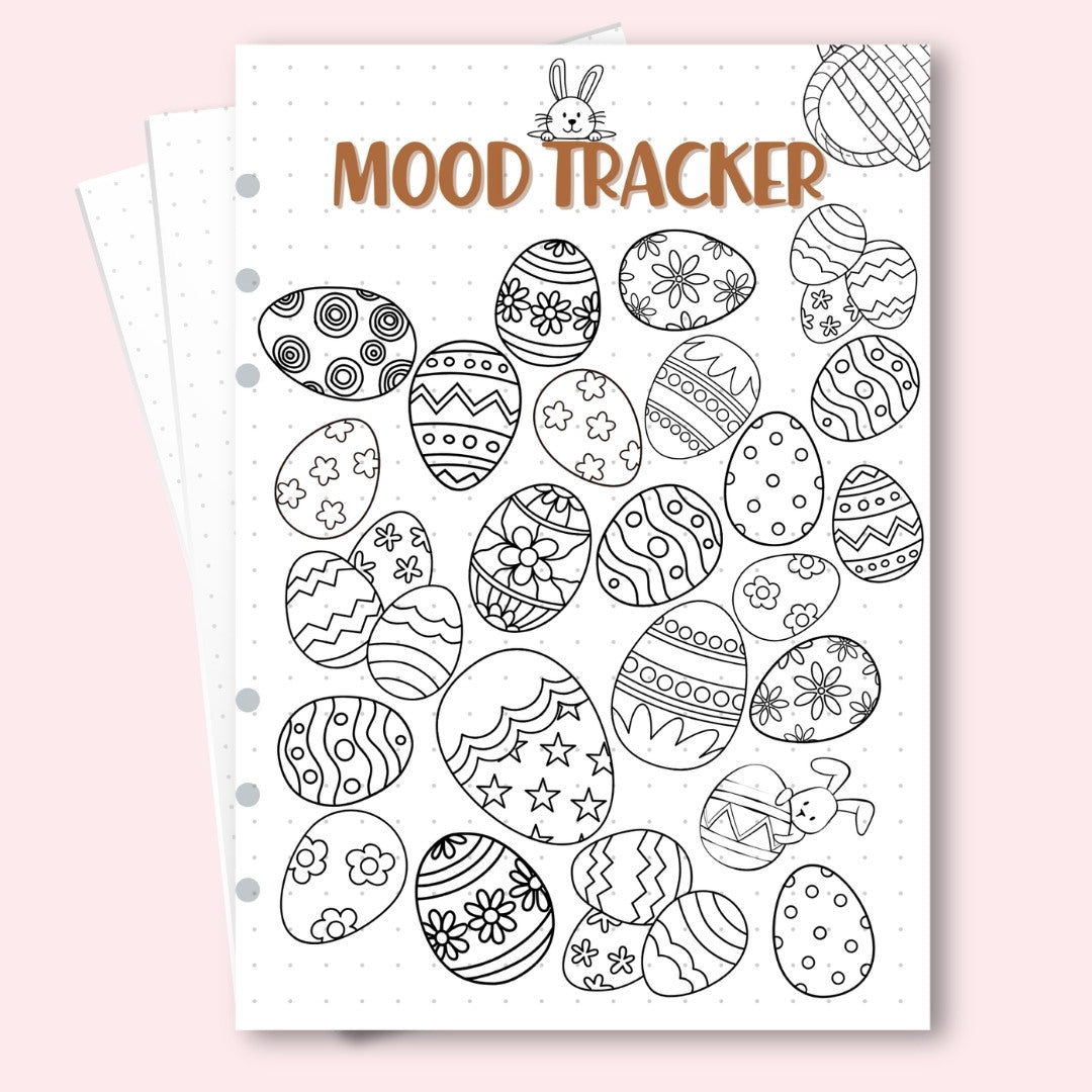 A5 mood tracker planner page April for mental health journaling