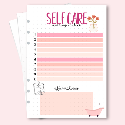 A5 morning self-care planner page