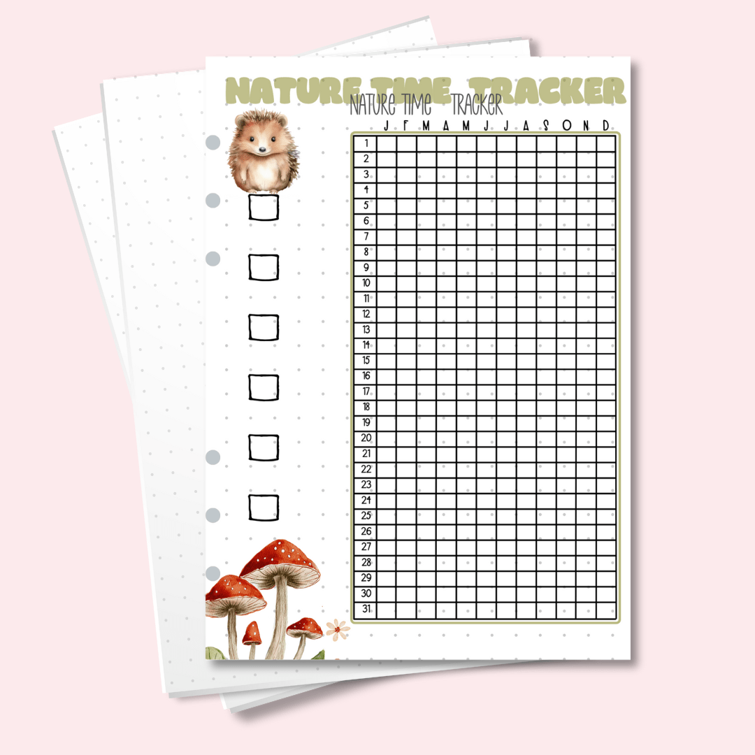A5 nature time tracker page for bullet journal