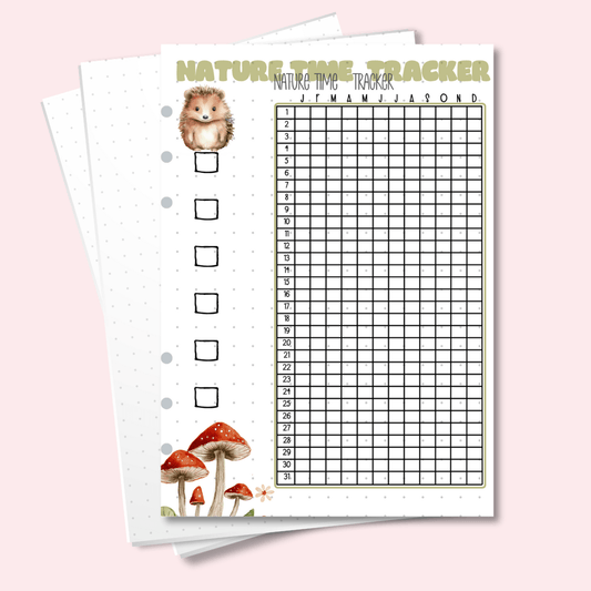 A5 nature time tracker page for bullet journal