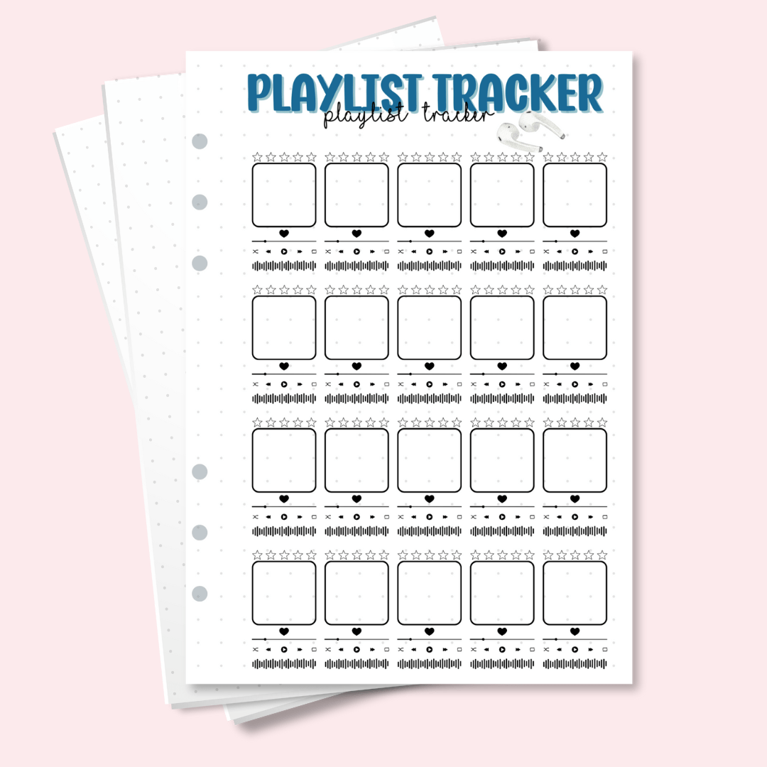 A5 playlist tracker bullet journal insert