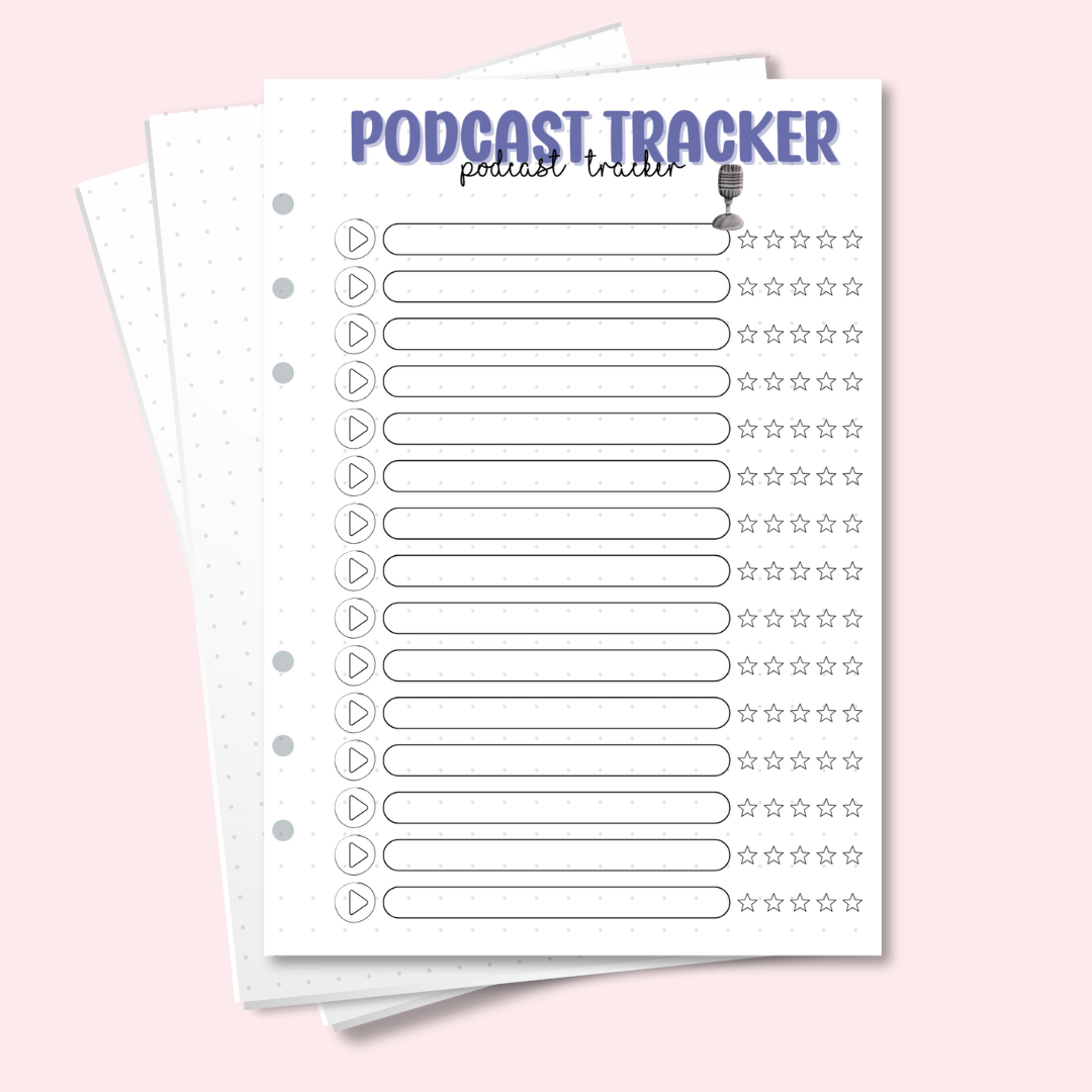 A5 podcast tracker bullet journal insert