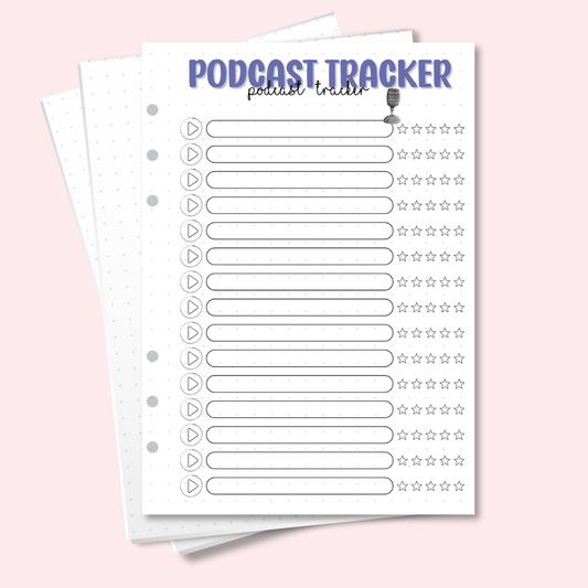 A5 podcast tracker bullet journal insert