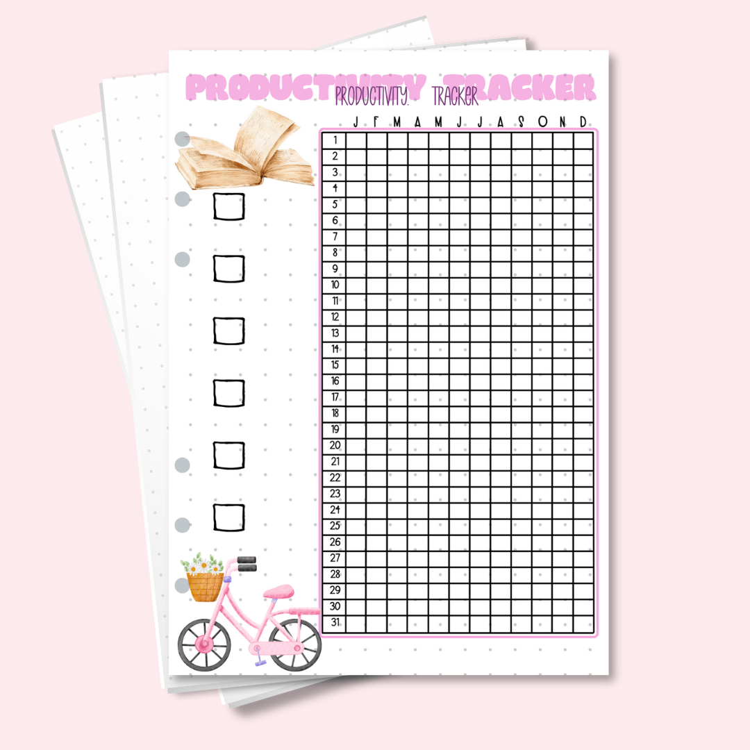 A5 productivity tracker bullet journal page