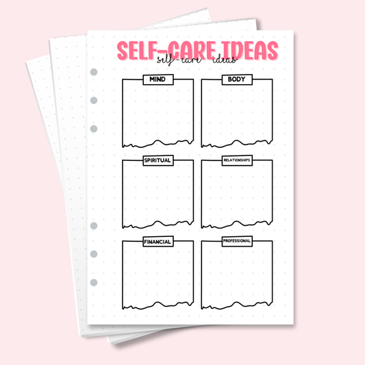 A5 self-care ideas bullet journal insert