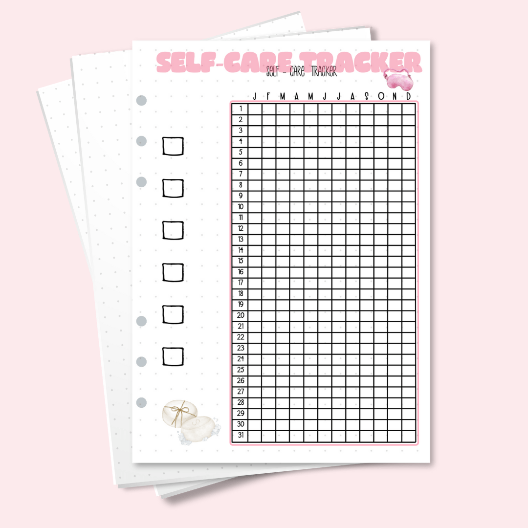 A5 self-care tracker yearly bullet journal insert