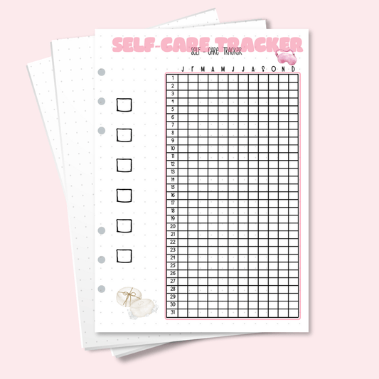 A5 self-care tracker yearly bullet journal insert