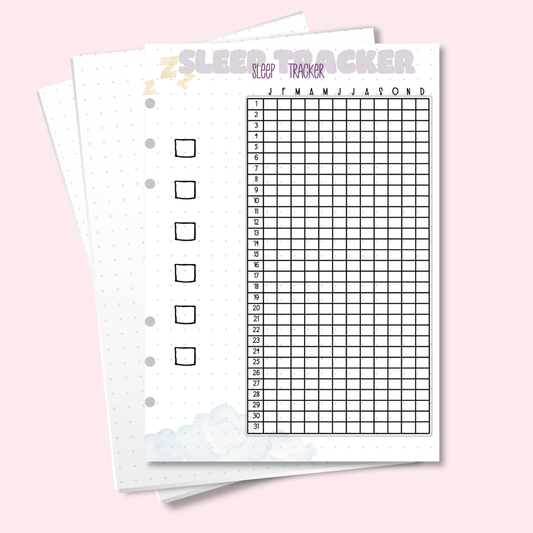 A5 sleep tracker bullet journal insert for personalised planners