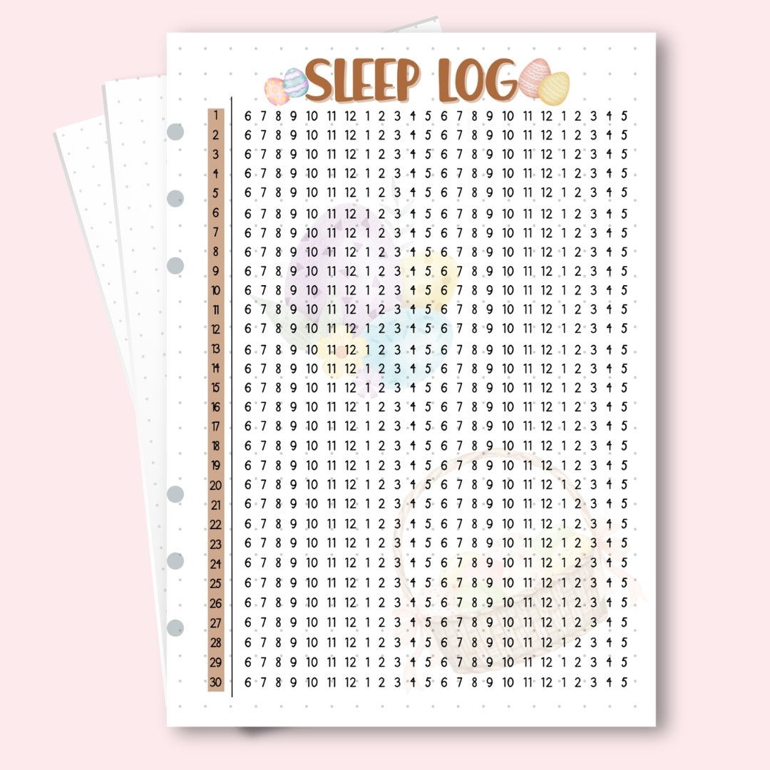 A5 sleep tracker planner page April for wellness and self care