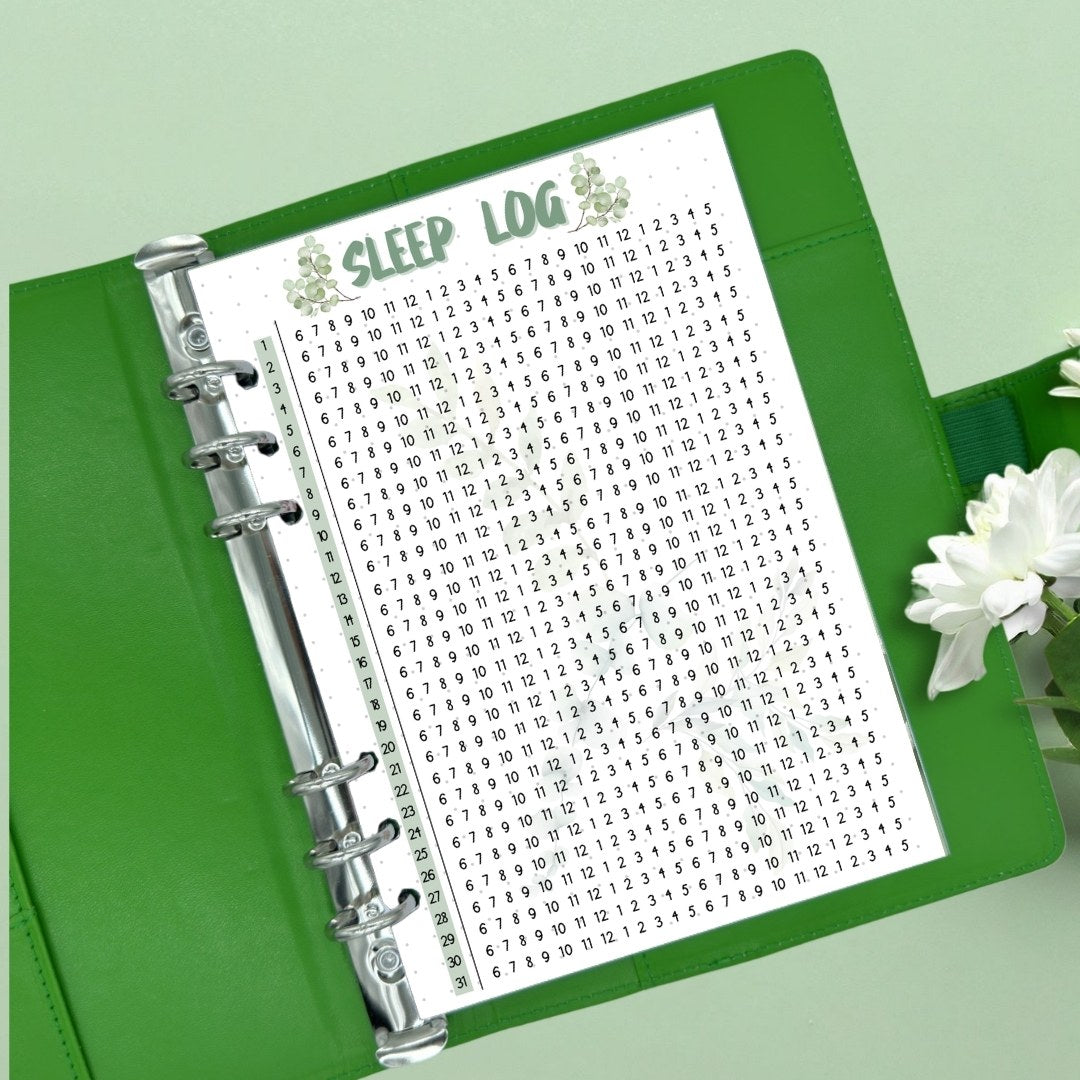 A5 sleep tracking page for ADHD-friendly organisation