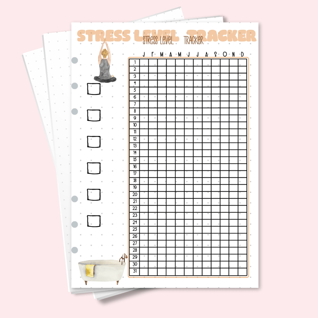 A5 stress level tracker bullet journal insert