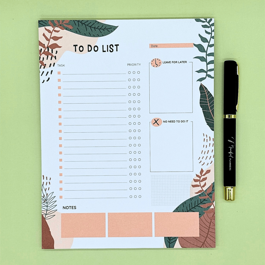 A5 to-do list notepad with magnetic back for organising daily priority tasks
