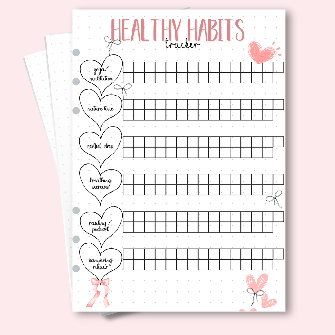A5 wellness habits tracker bullet journal page
