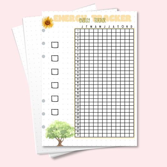 A5 yearly energy tracker for bullet journaling