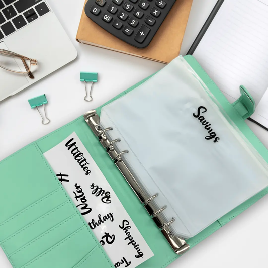A5 zipper money pouch in blush fabric — budget binder Australia