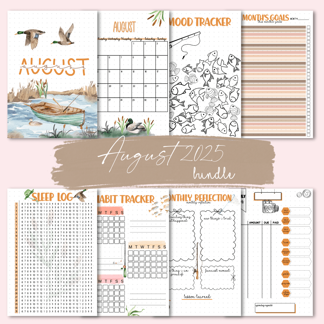 August 2025 monthly journaling pages for your bullet journal