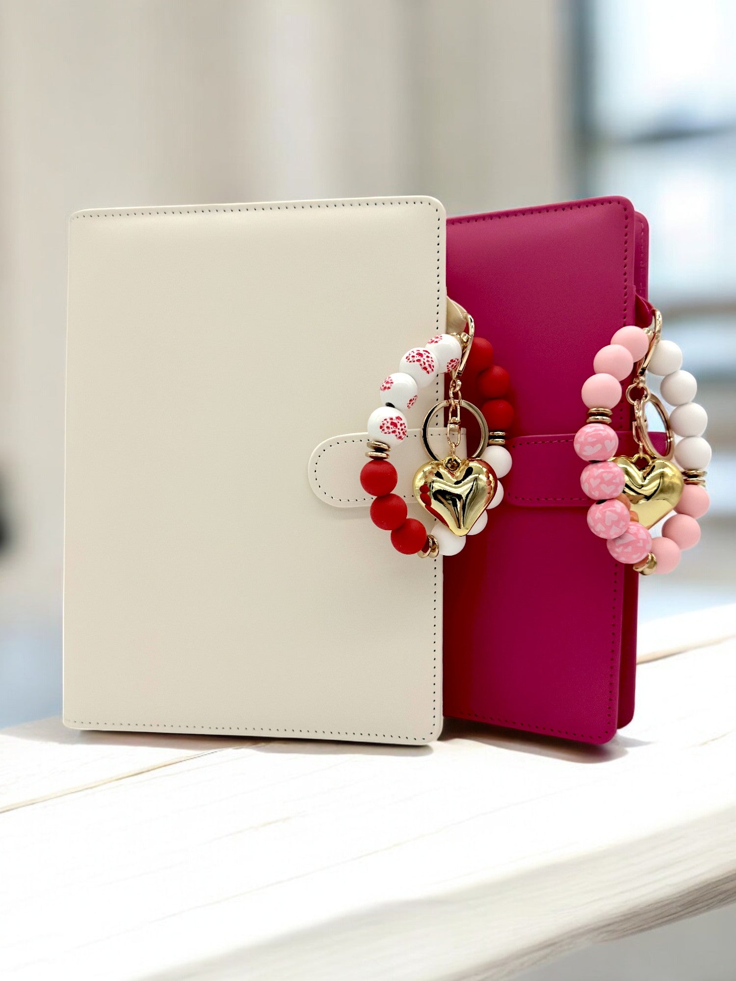 Beaded bracelets keychain on a bullet journal 