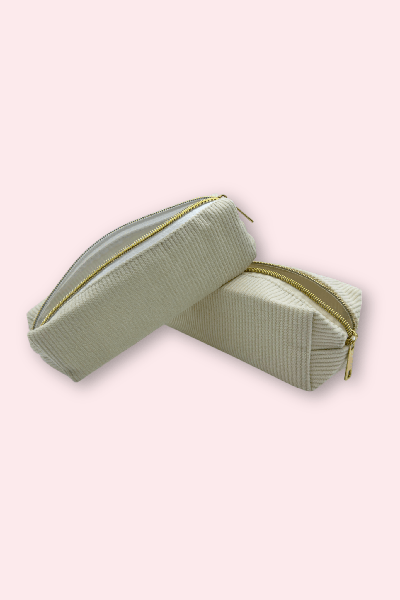 Beige large velvet pencil case for your journaling stationery