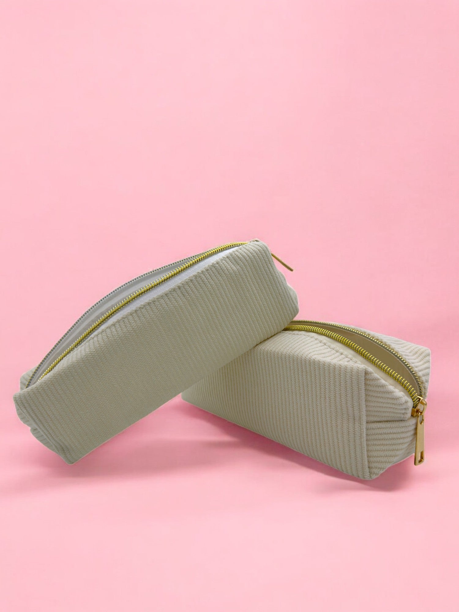 Beige velvet pencil cases two different sizes