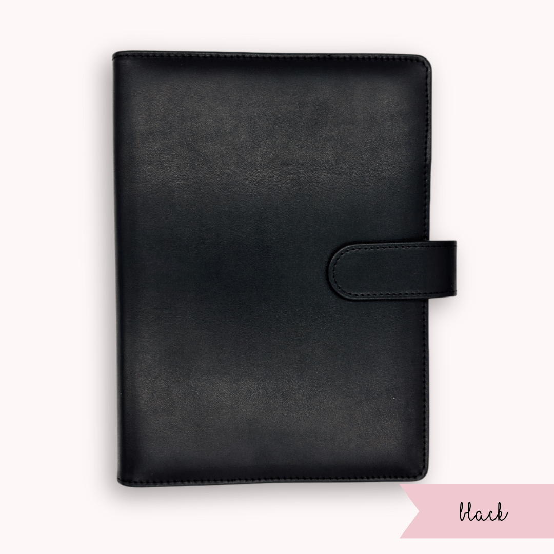 Black A5 bullet journal cover with 6-ring binder
