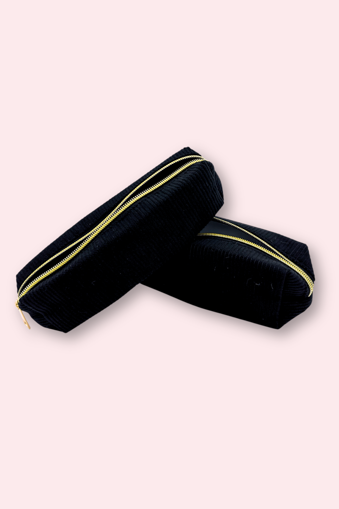 Black large velvet pencil case for your journaling stationery