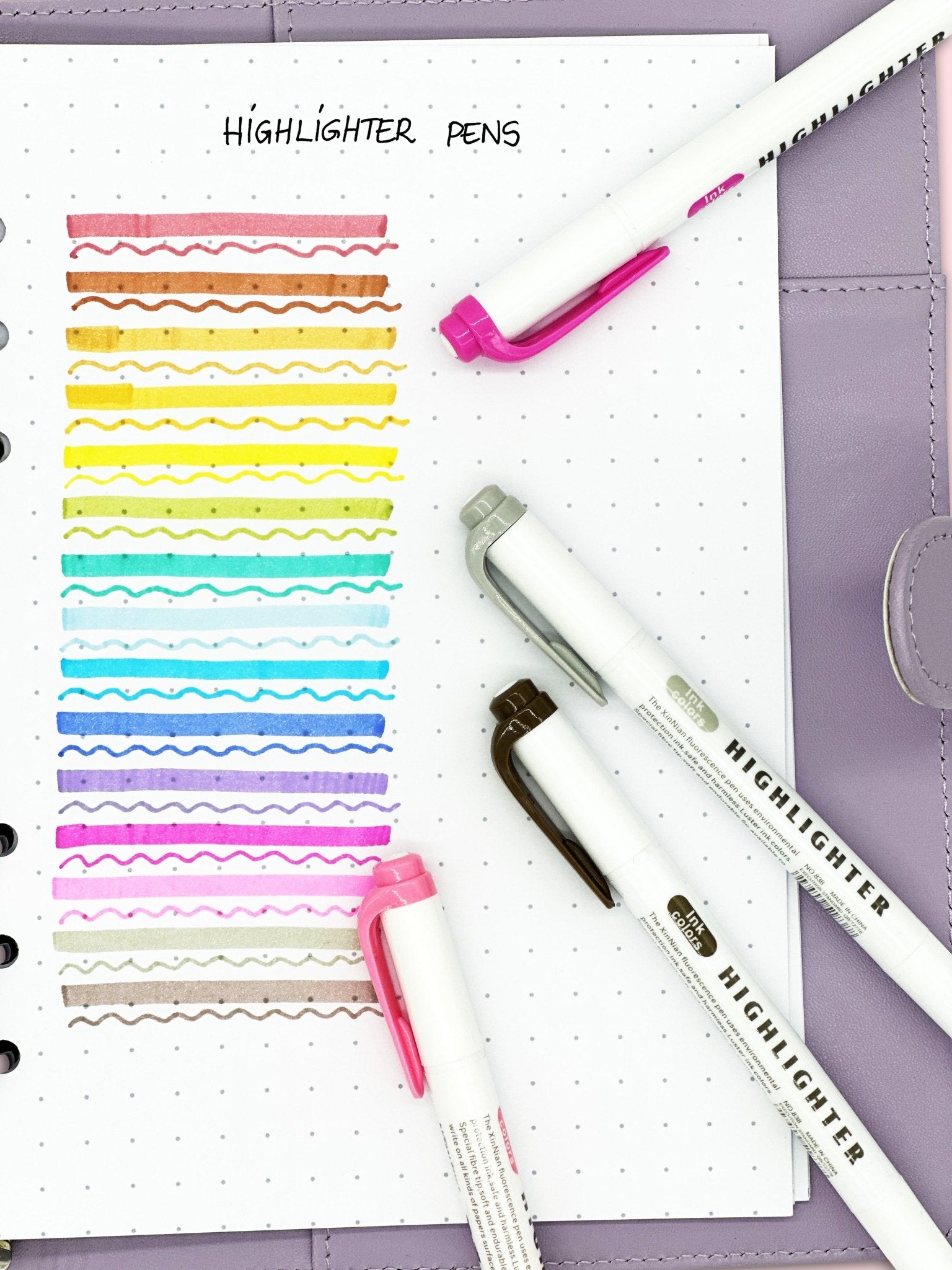 Bullet journal entry highlighted with dual tip markers for easy reading