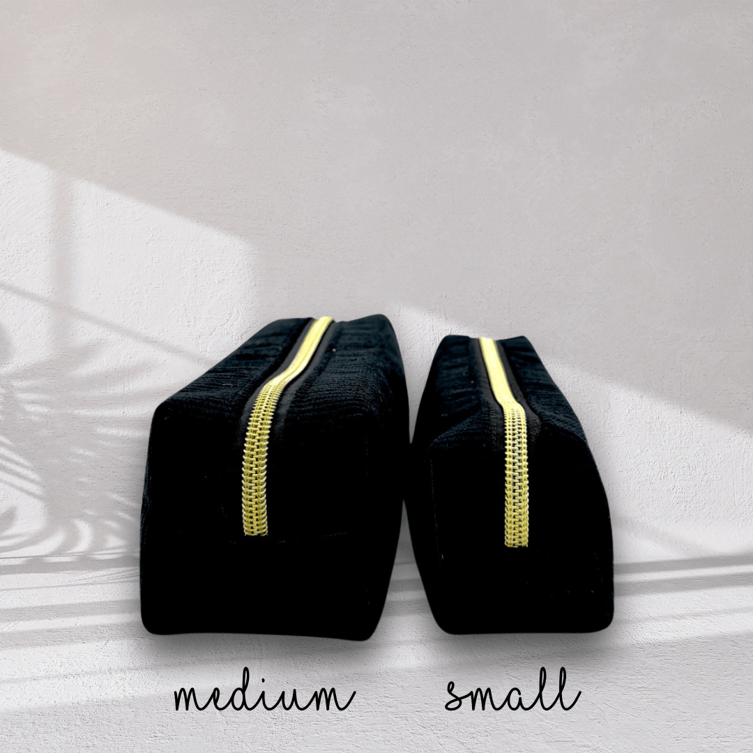 Chic black velvet organiser case for pens, cosmetics, and personal items​